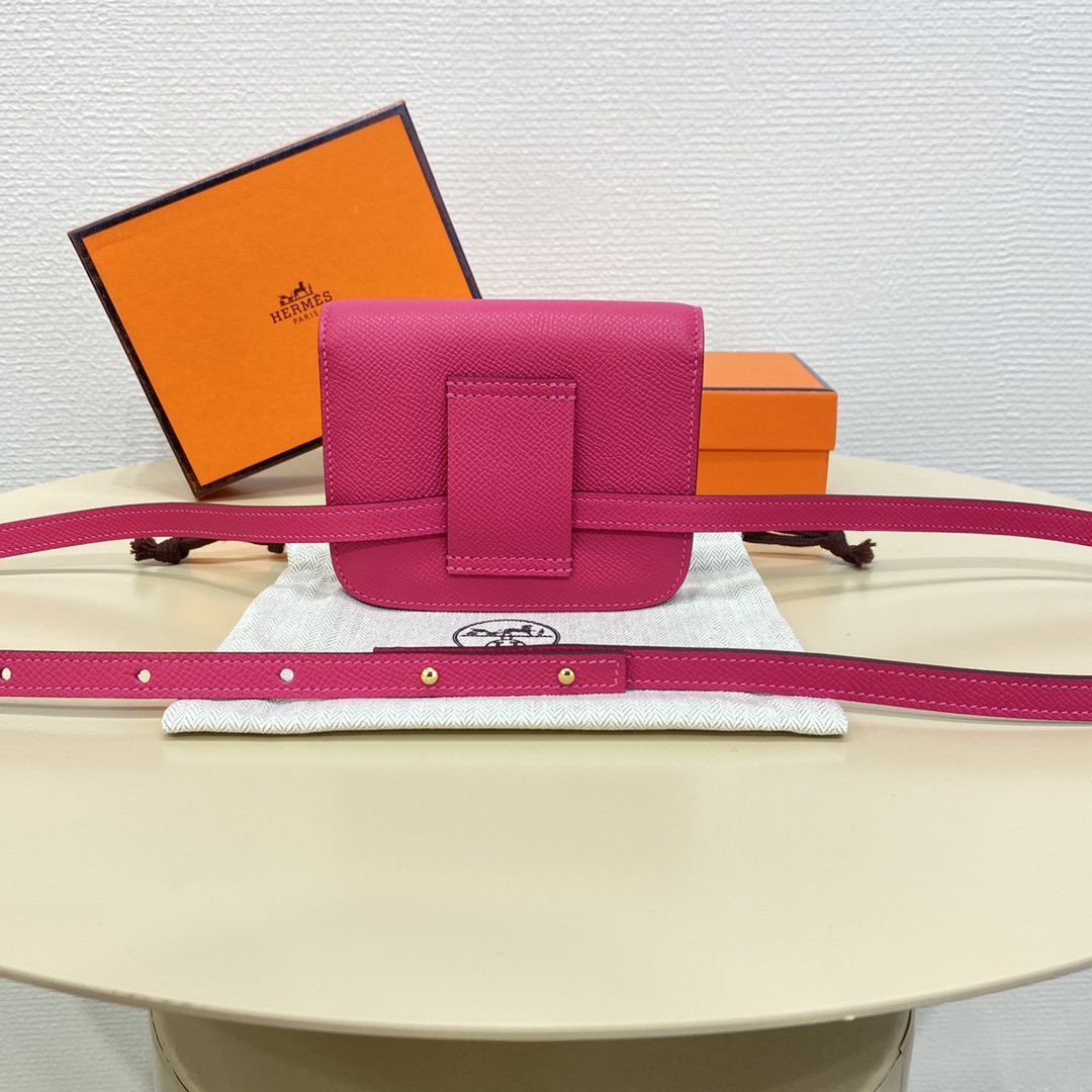 Hermes Constance Slim Wallet Belt Bag In Rose Red Epsom Leather